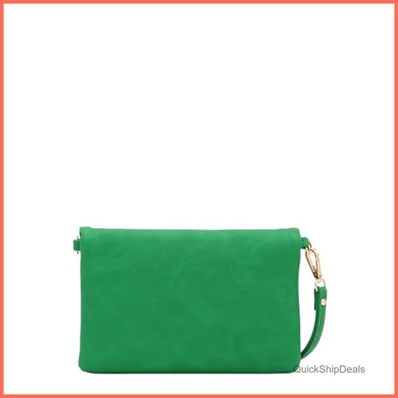 Faux Leather Envelope Wristlet Clutch with Detachable Chain Strap